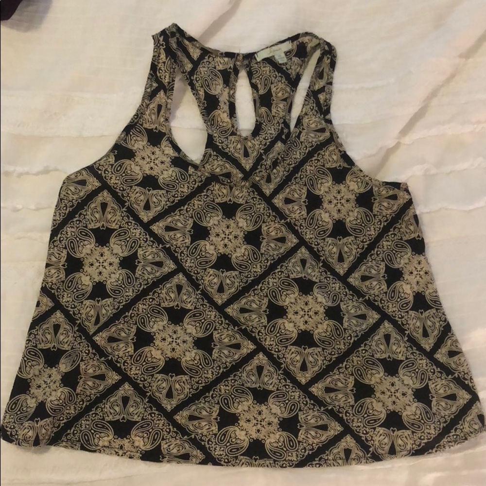 Black and white tank paisley tank top